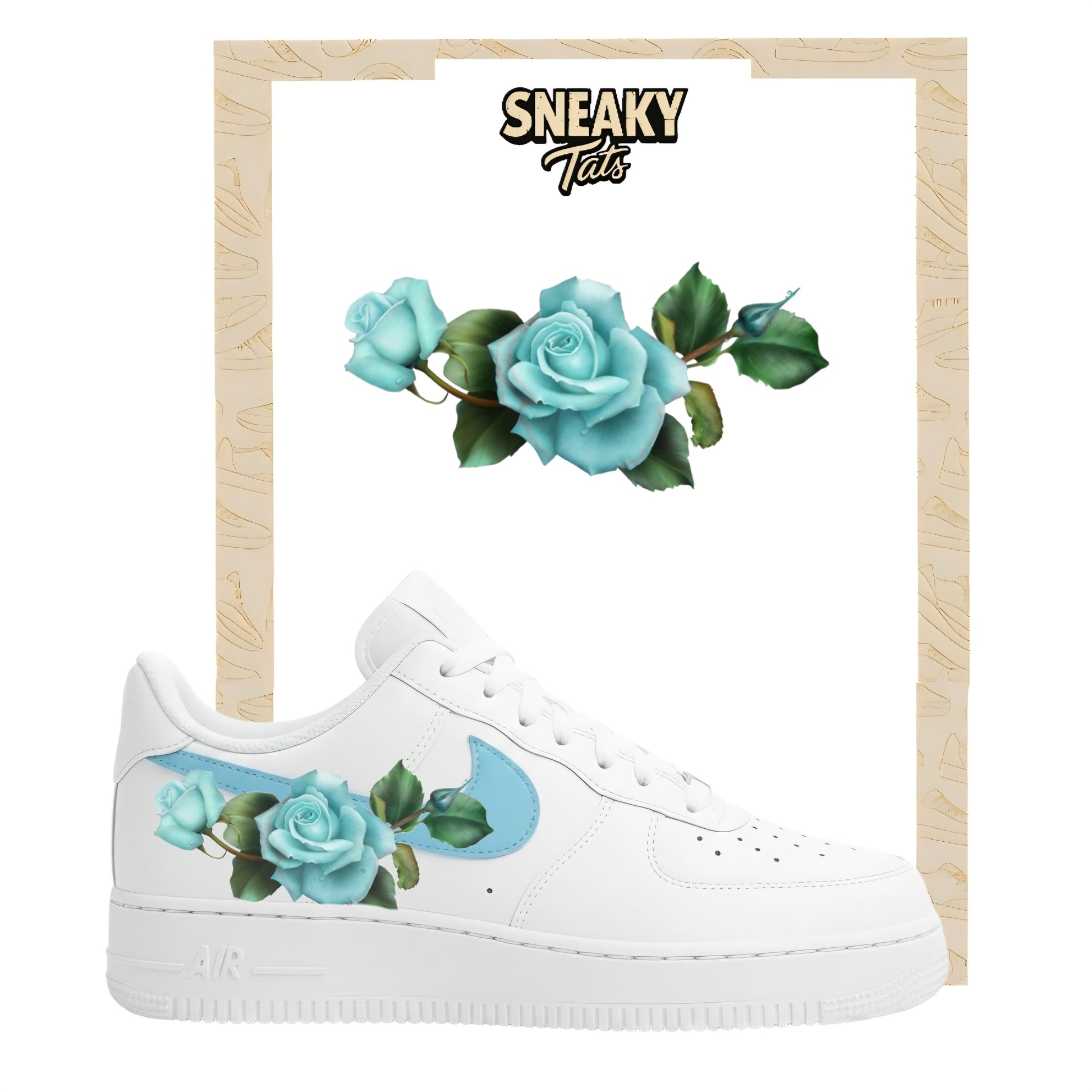 Sneakerfolien für Custom Sneaker Nike Air force 1 und Jordan Blaue Blume