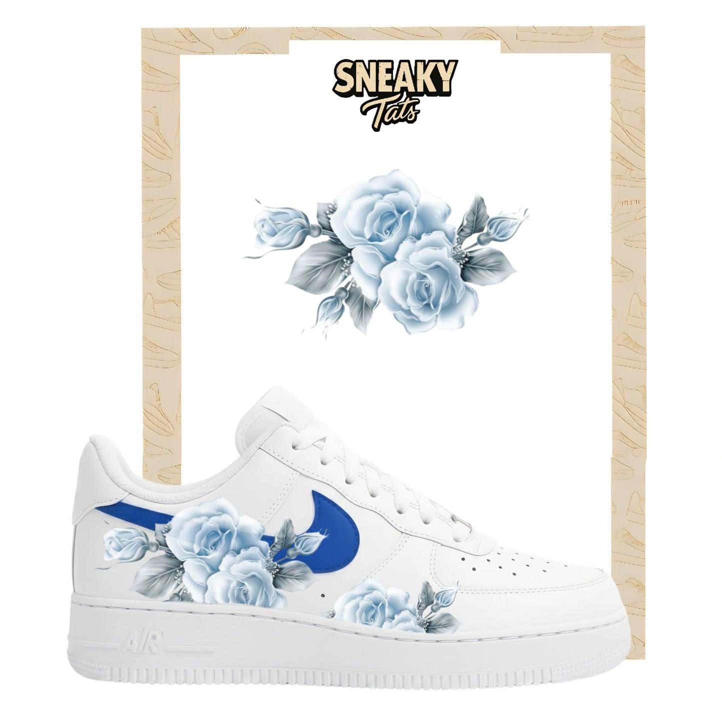 Sneakerfolien für Custom Sneaker Nike Air force 1 und Jordan Blaue Rose