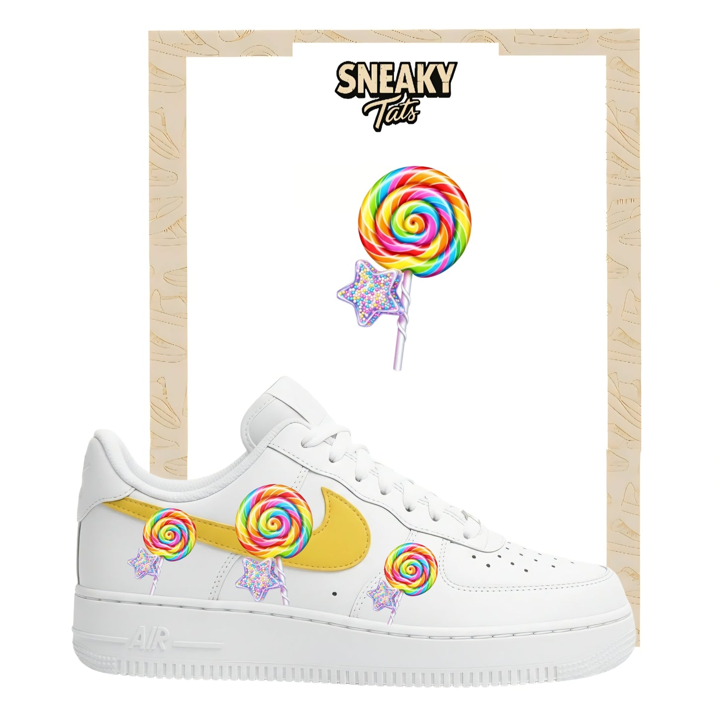 Bügelfolien für Nike Air force 1 und Jordan bunter Lolipop