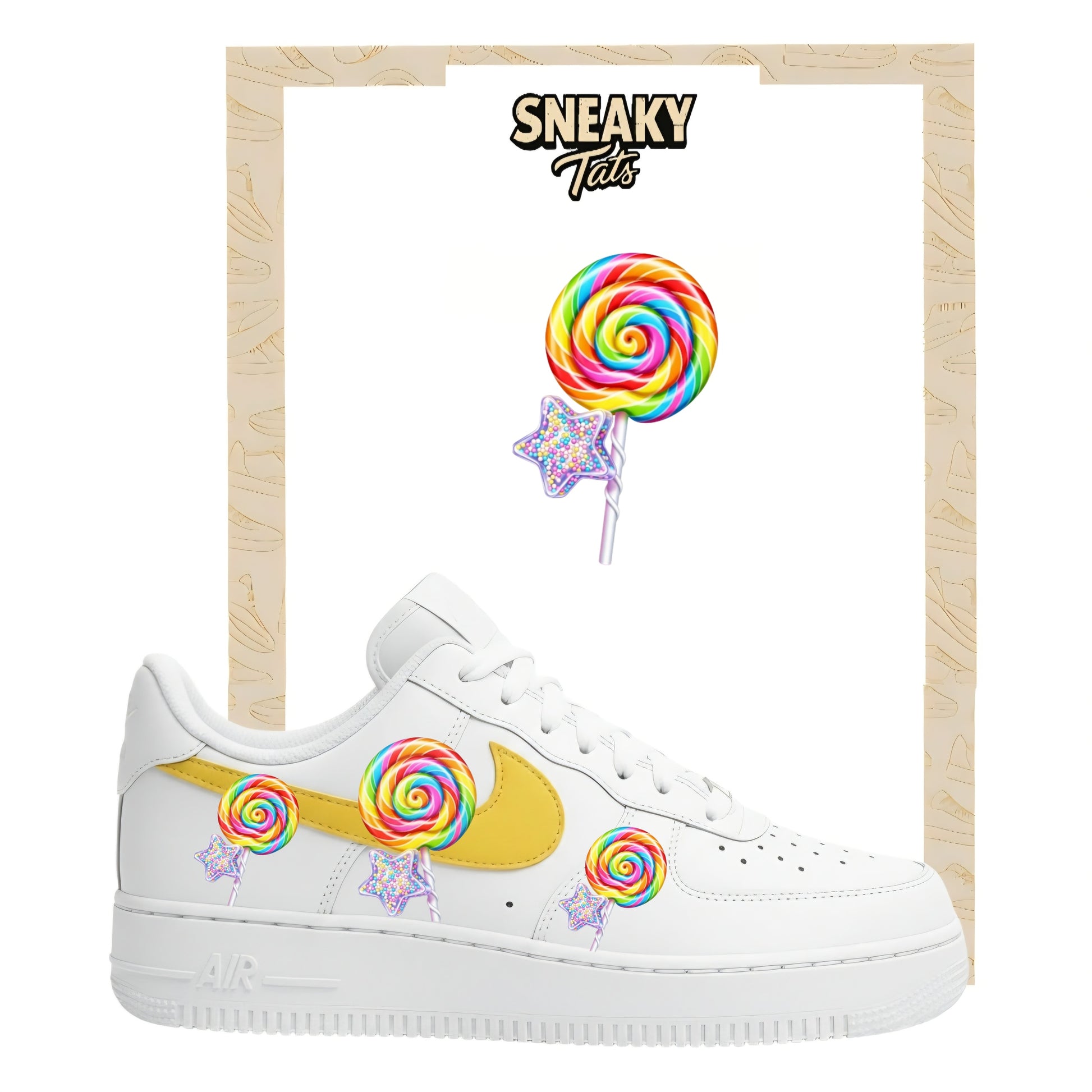 Bügelfolien für Nike Air force 1 und Jordan bunter Lolipop