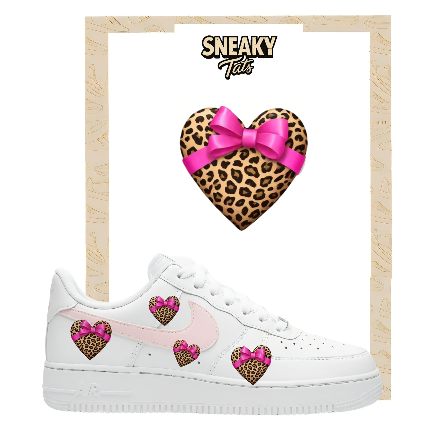 Bügelfolien für Nike Air force 1 und Jordan Herz mit pinke Schleife