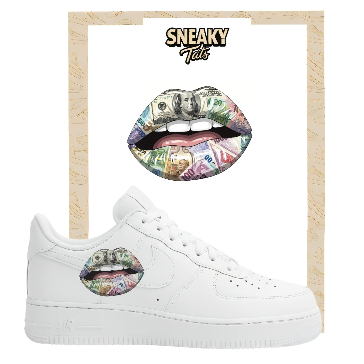 Bügelfolien für Nike Air force 1 und Jordan Lippen Money