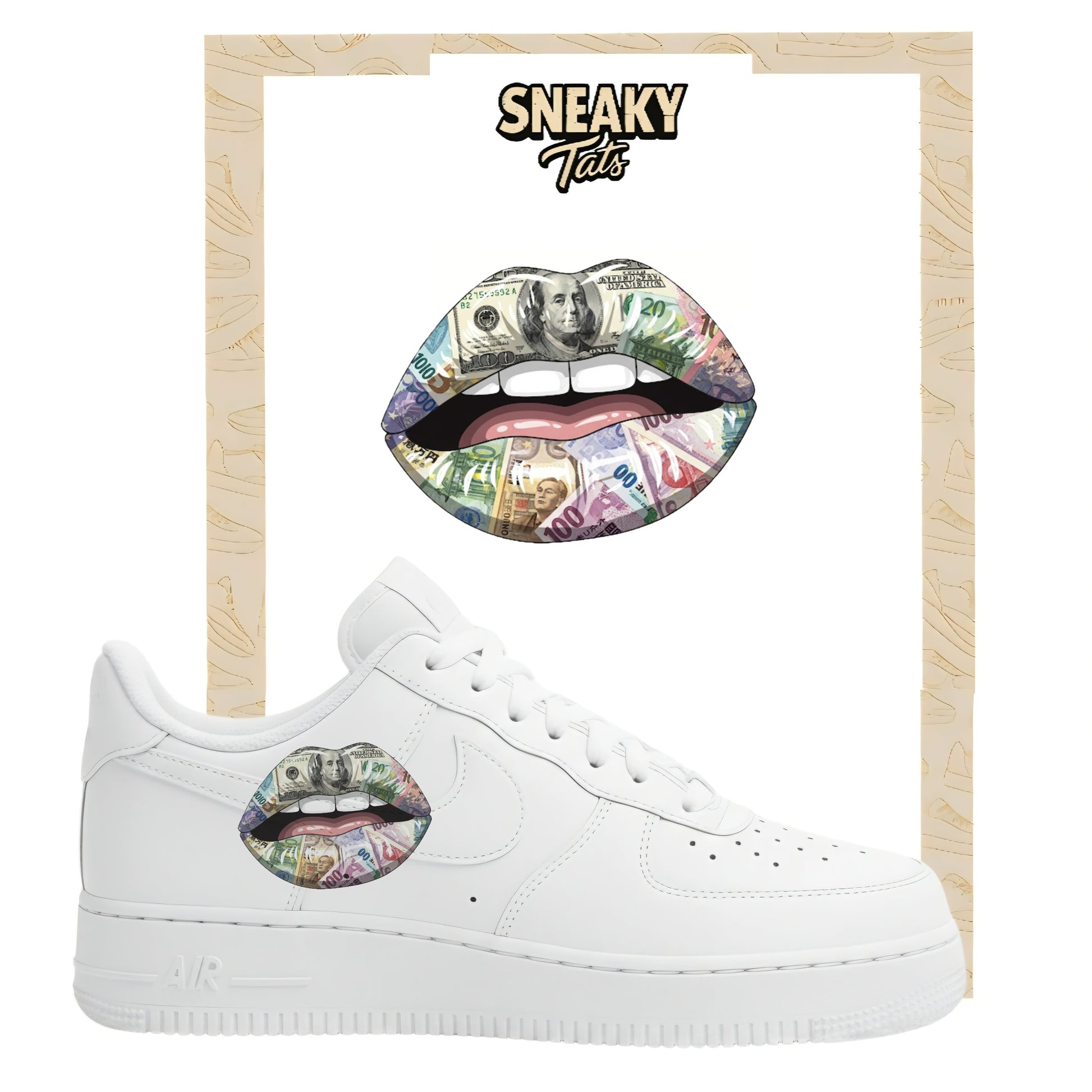 Bügelfolien für Nike Air force 1 und Jordan Lippen Money