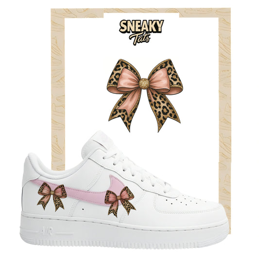 Bügelfolien für Nike Air force 1 und Jordan Schleife Tigermuster rose