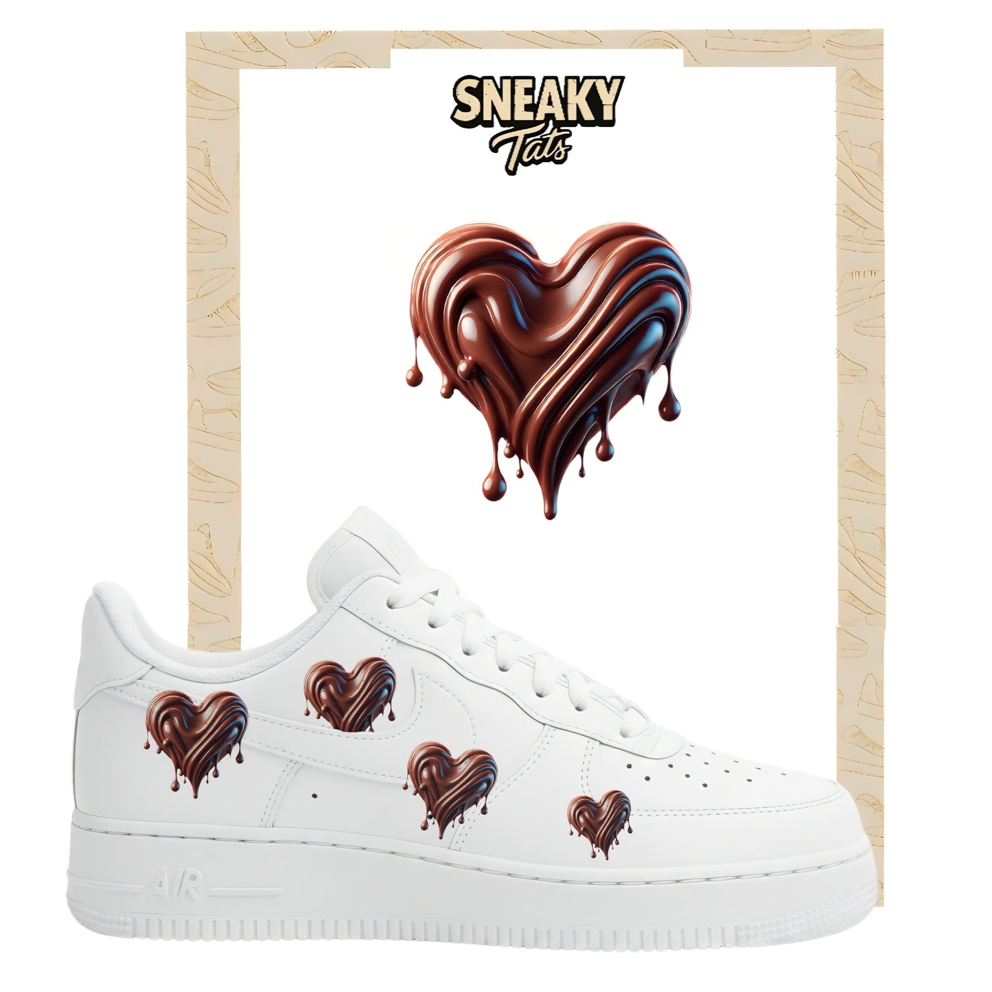 Bügelfolien für Nike Air force 1 und Jordan Schoko Herz
