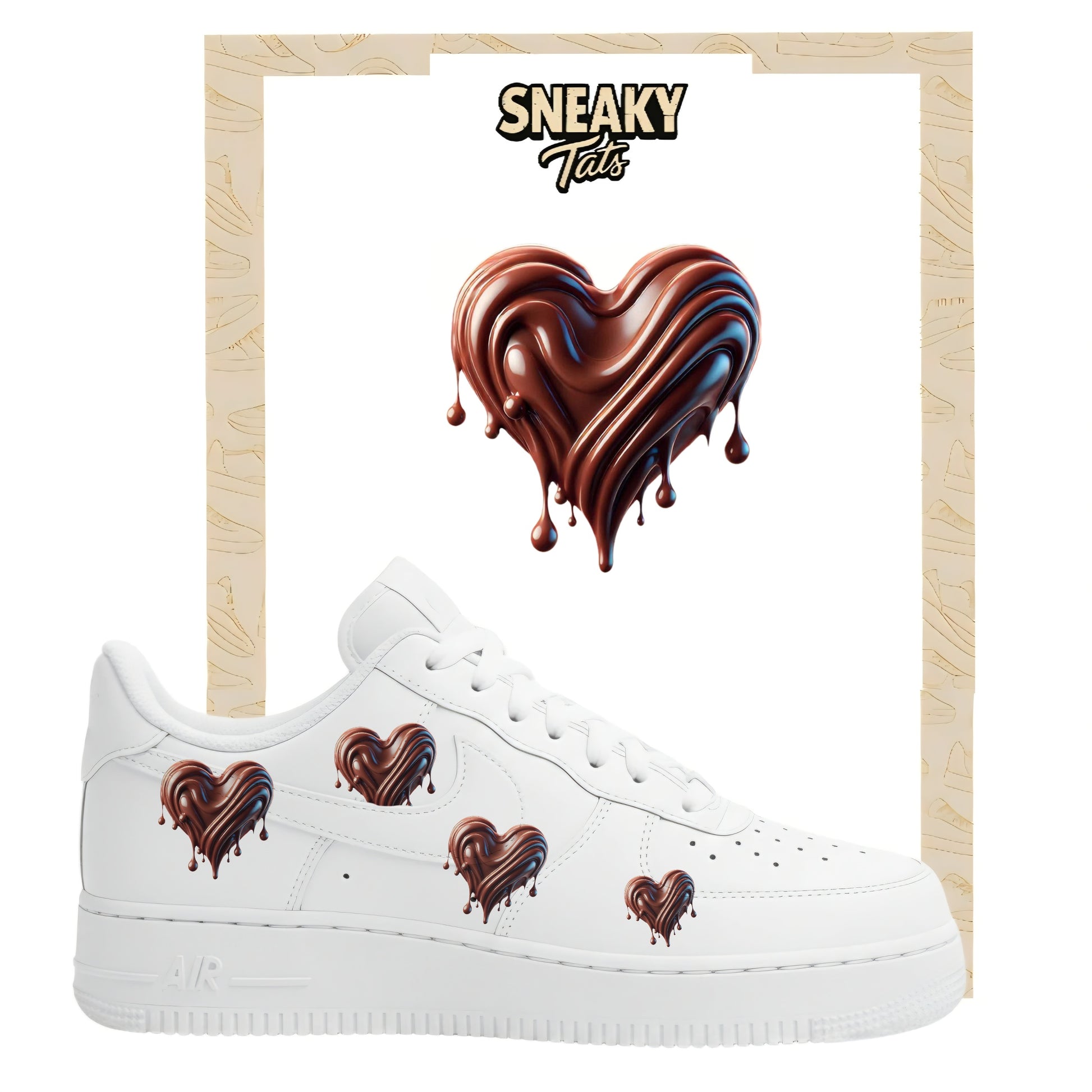 Bügelfolien für Nike Air force 1 und Jordan Schoko Herz