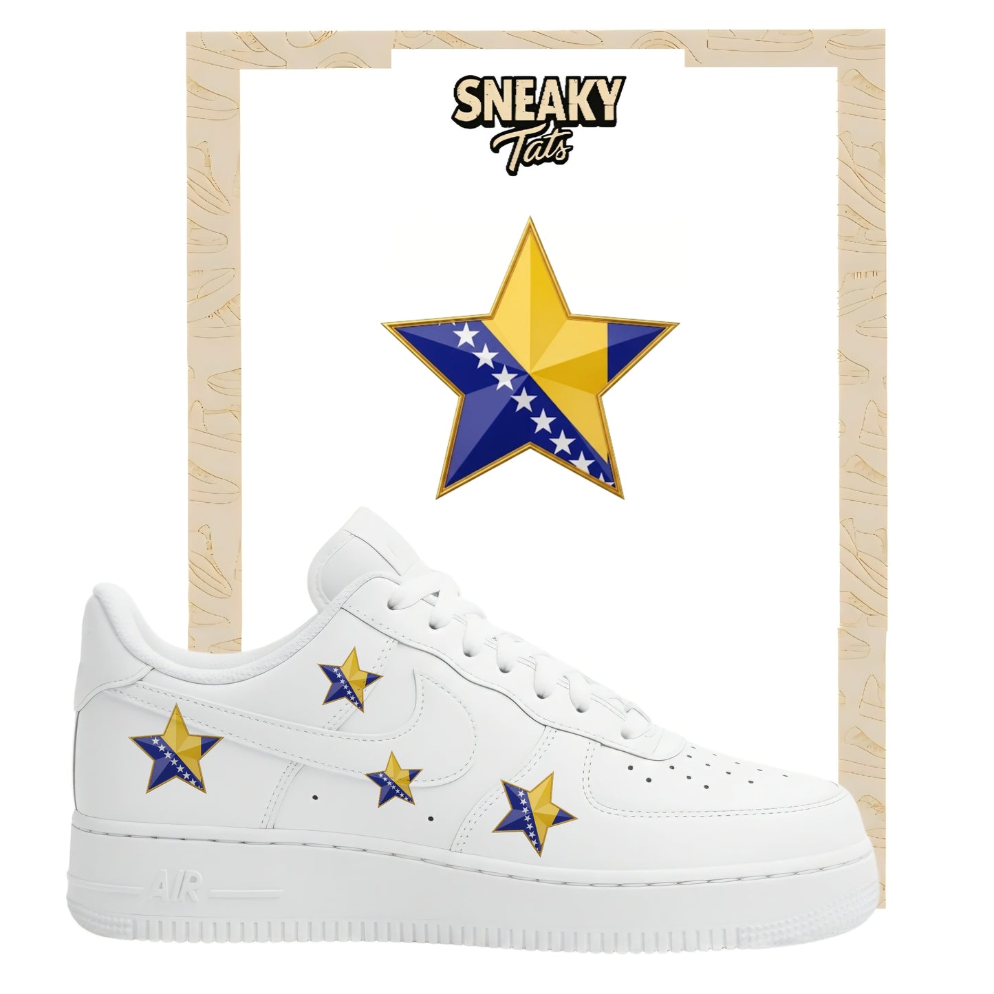 Bügelfolie für Nike Air force 1 und Jordan Stern Bosnien