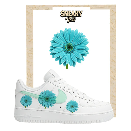 Sneakerfolien für Custom Sneaker Nike Air force 1 und Jordan Türkis Gerbera