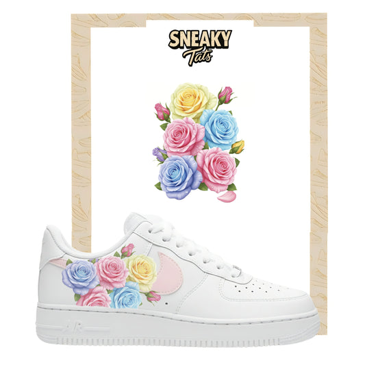 Sneakerfolien für Custom Sneaker Nike Air force 1 und Jordan bunte Rosen