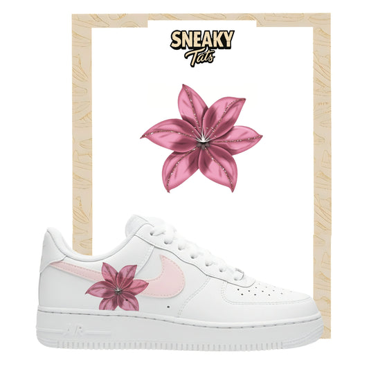 Sneakerfolien für Custom Sneaker Nike Air force 1 und Jordan pinke Blume