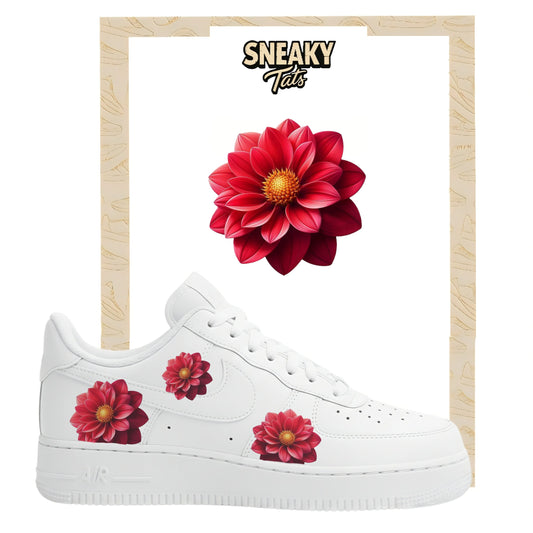 Sneakerfolien für Custom Sneaker Nike Air force 1 und Jordan rote Blumen