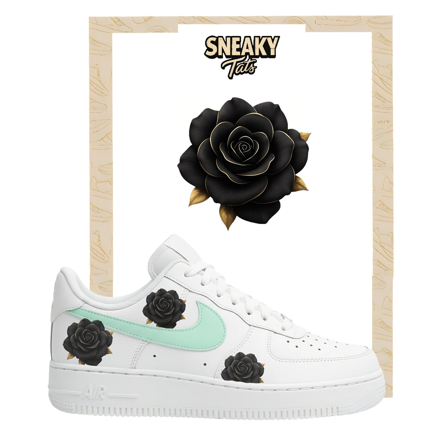 Sneakerfolien für Custom Sneaker Nike Air force 1 und Jordan schwarze Rose