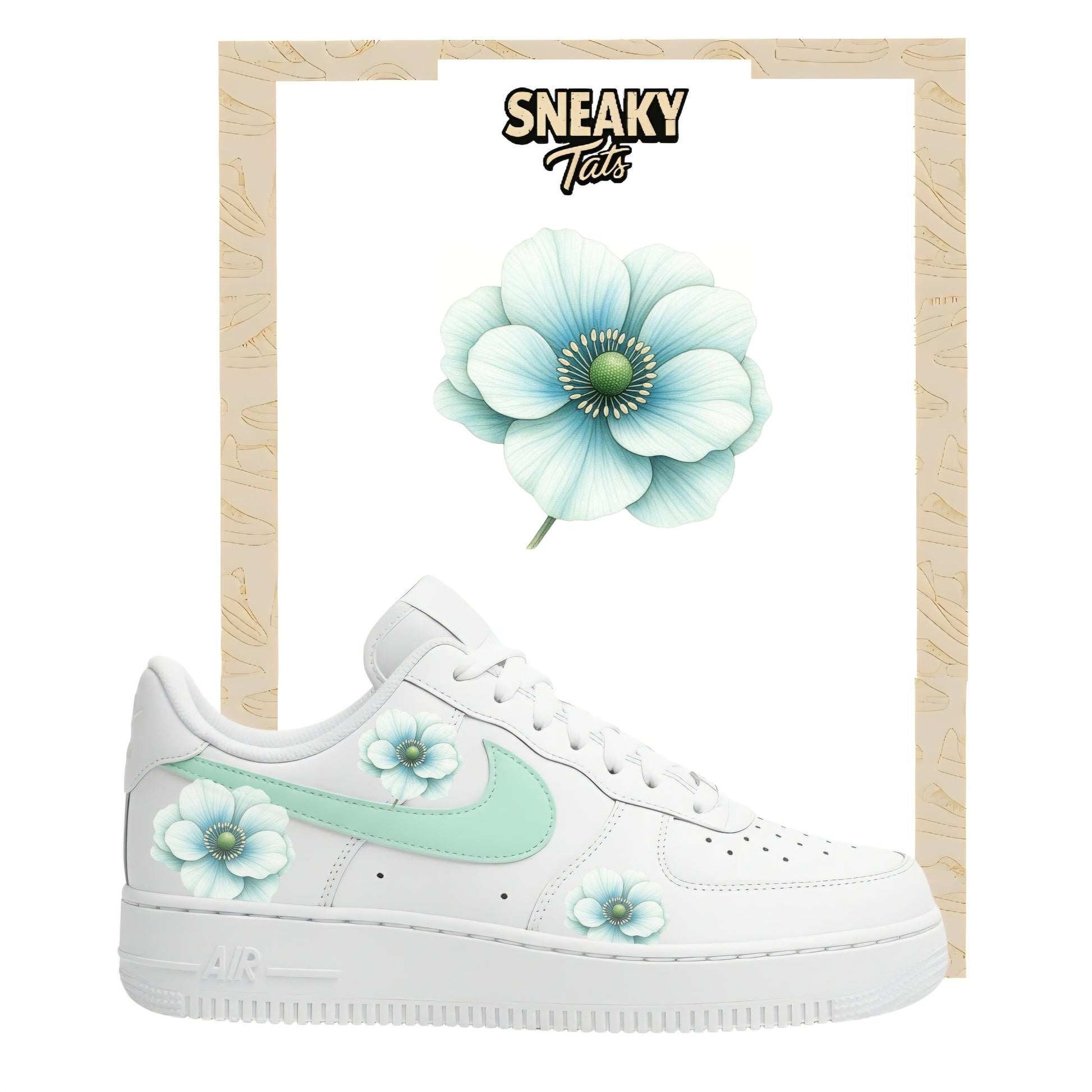 Sneakerfolien für Custom Sneaker Nike Air force 1 und Jordan türkis Rose