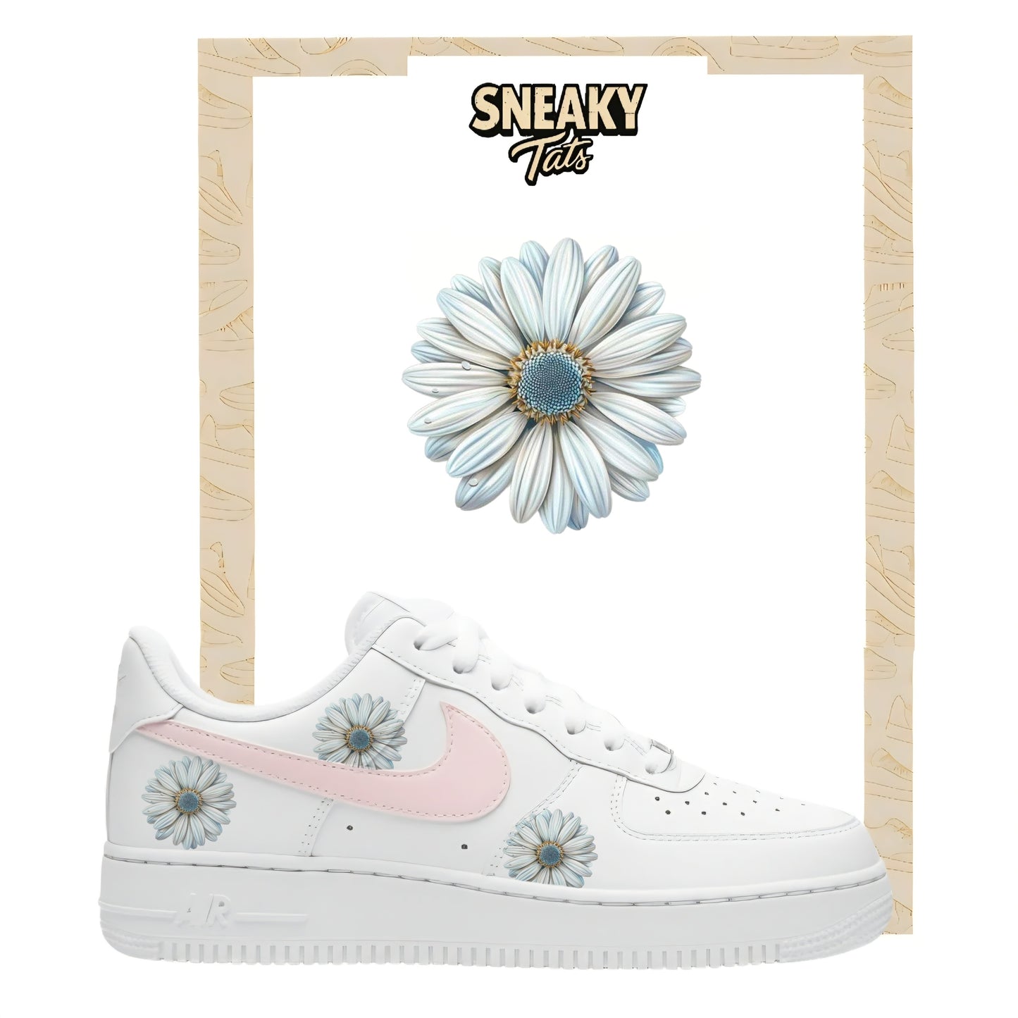 Sneakerfolien für Custom Sneaker Nike Air force 1 und Jordan weiße Blume
