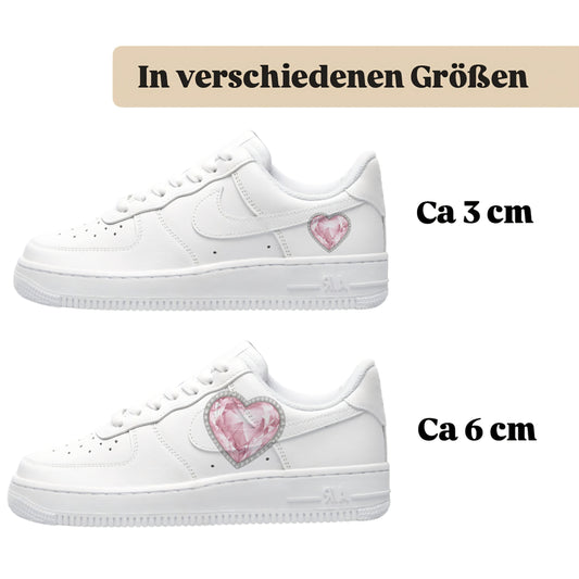 rosa herz mit diamant zum aufbügeln motiv für alle schuhe