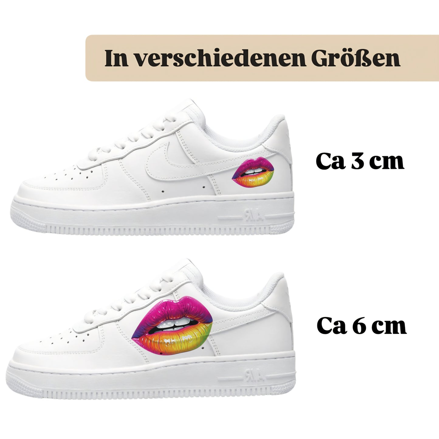 Bügelbild für alle Schuhe zum selber gestalten custom Sneaker Lippen