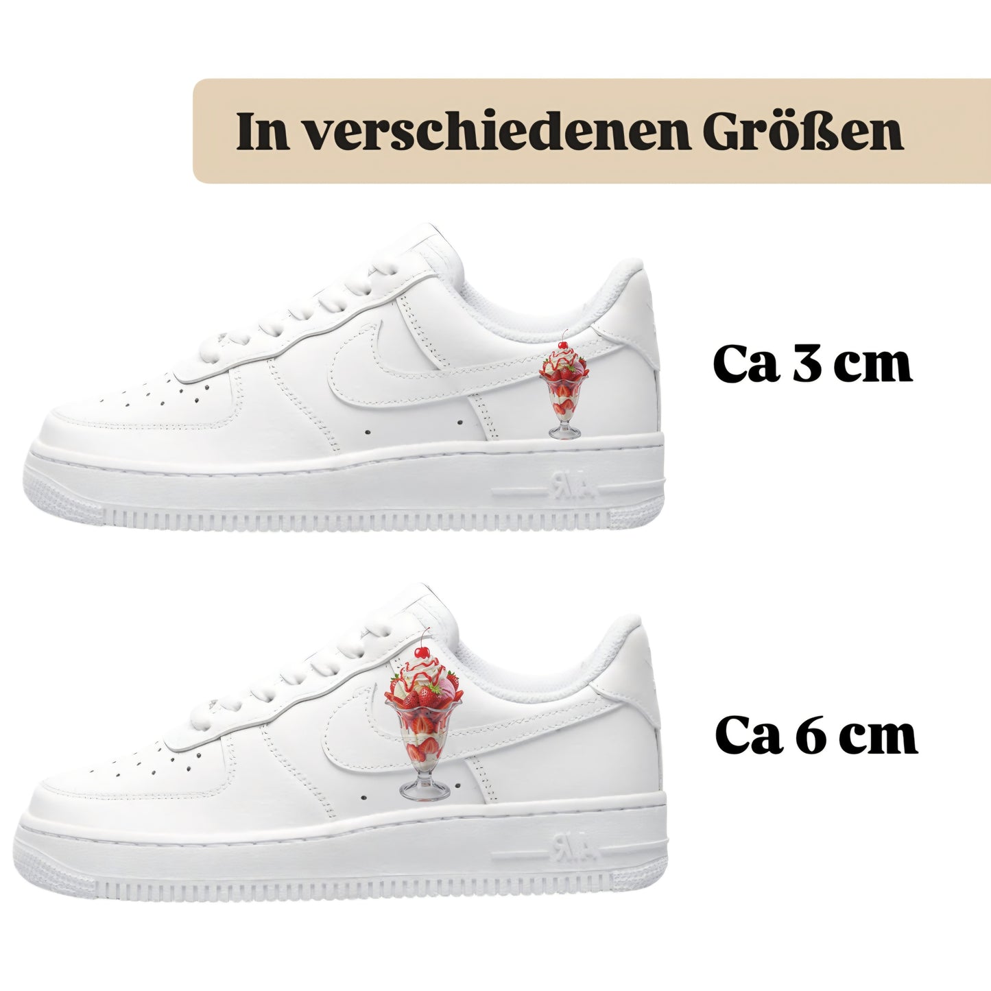 Eisbecher mit Erdbeeren Bügelfolie für deine sneaker von sneakytats