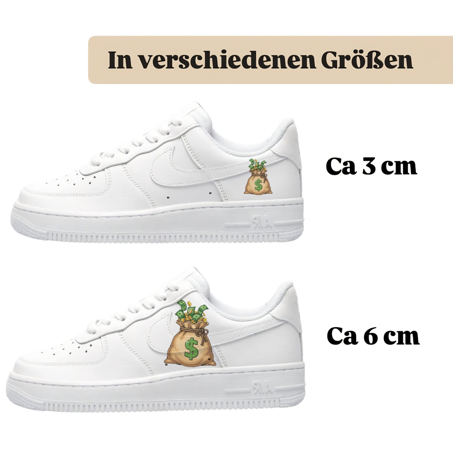 Hype Money Dollars Bügelbild zum Selbstgestalten für alle Sneaker 
