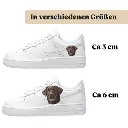 Personalisierte Sneaker mit Tiermotiv labrador braun einfach aufbügeln