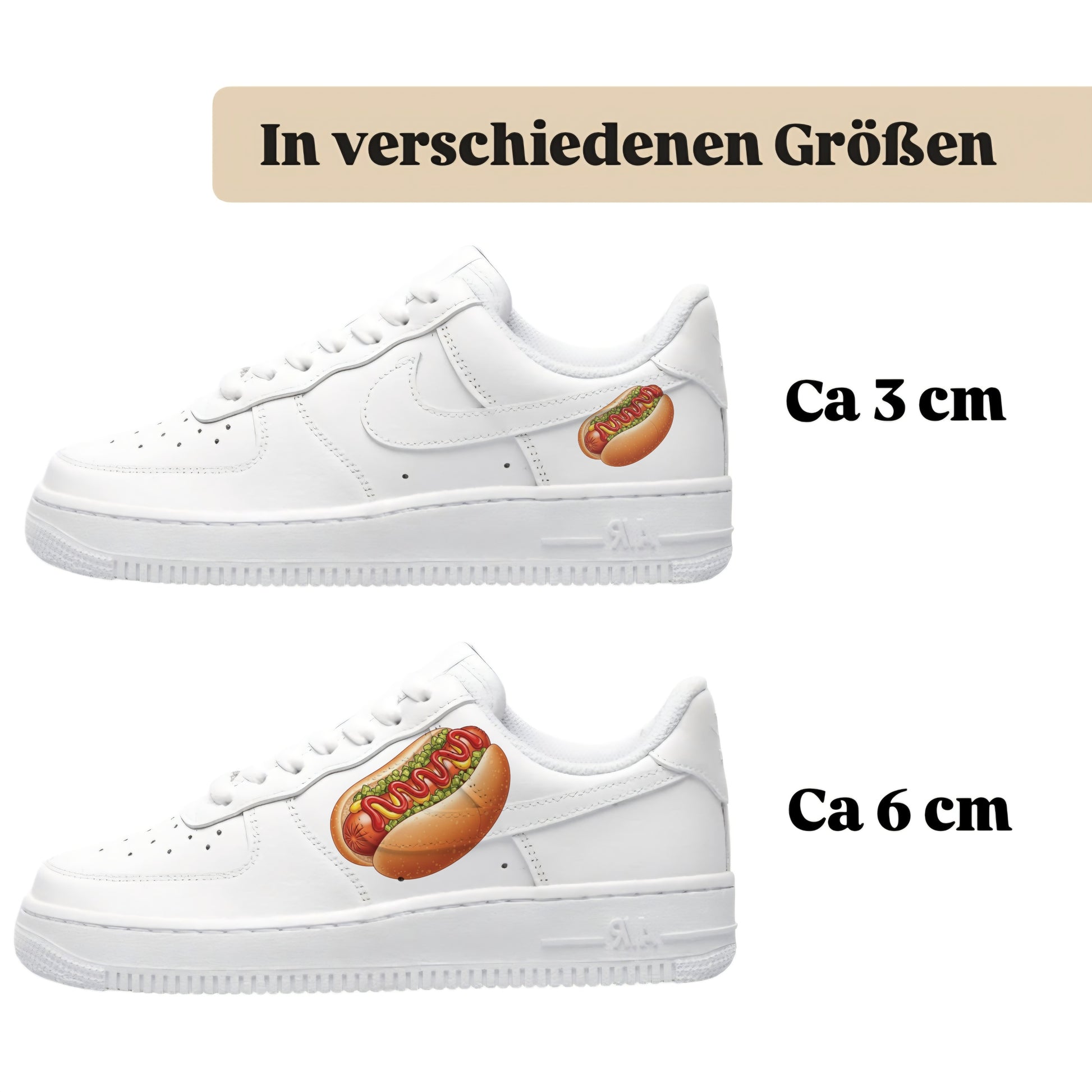 Bügelbild für alle Schuhe zum selber gestalten custom Sneaker Hot dog