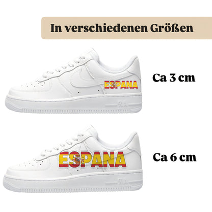 Personalisierte Sneaker mit Schriftzug Espana einfach zum aufbügeln für alle Schuhe