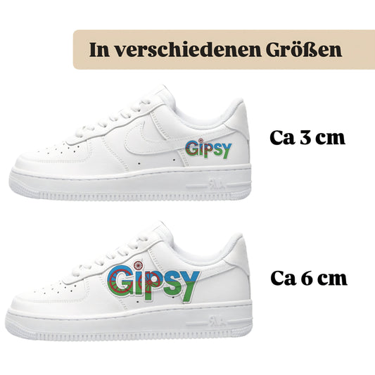 Personalisierte Sneaker mit Schriftzug Gipsy einfach zum aufbügeln für alle Schuhe