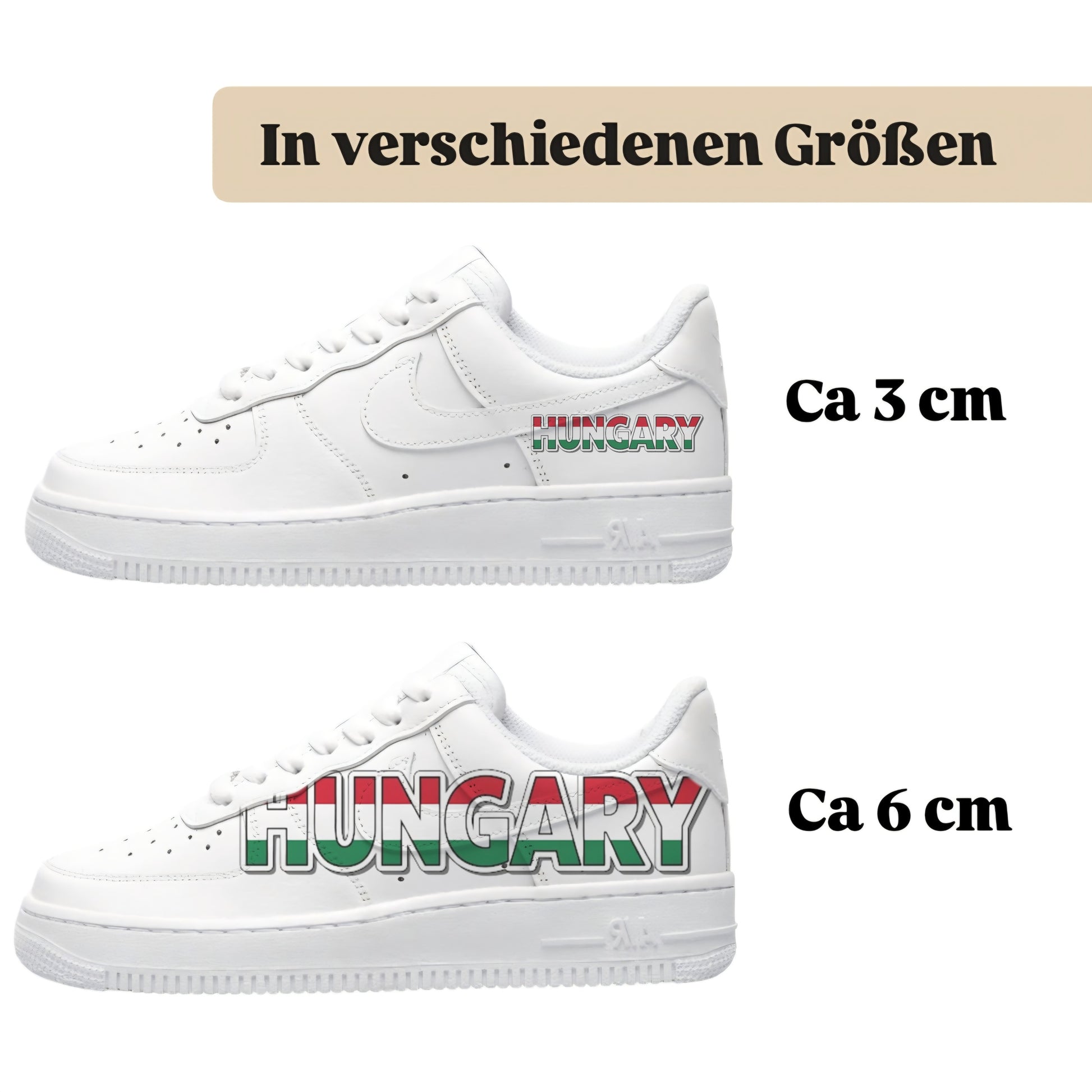Personalisierte Sneaker mit Schriftzug Hungary einfach zum aufbügeln für alle Schuhe