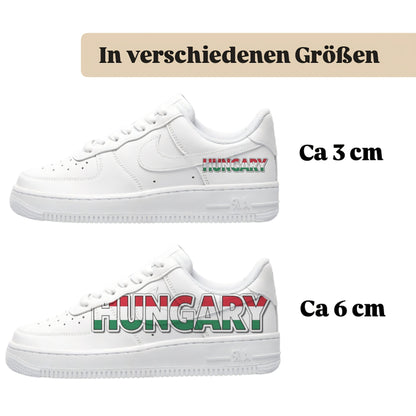 Personalisierte Sneaker mit Schriftzug Hungary einfach zum aufbügeln für alle Schuhe